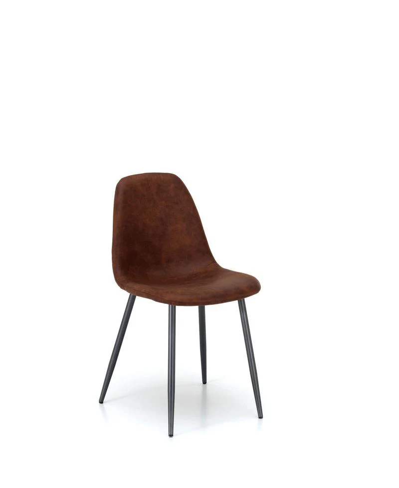 Set da 4 Sedia con scocca in similpelle gambe in metallo nero cm 44x50x84h - vari colori