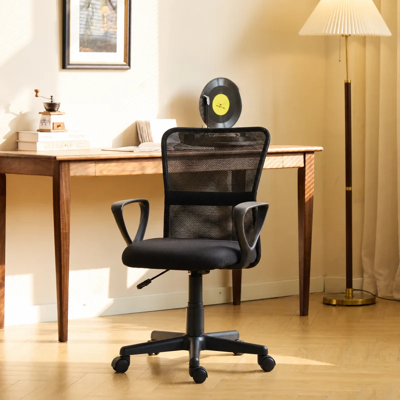 STACY - Chaise de bureau réglable en tissu noir