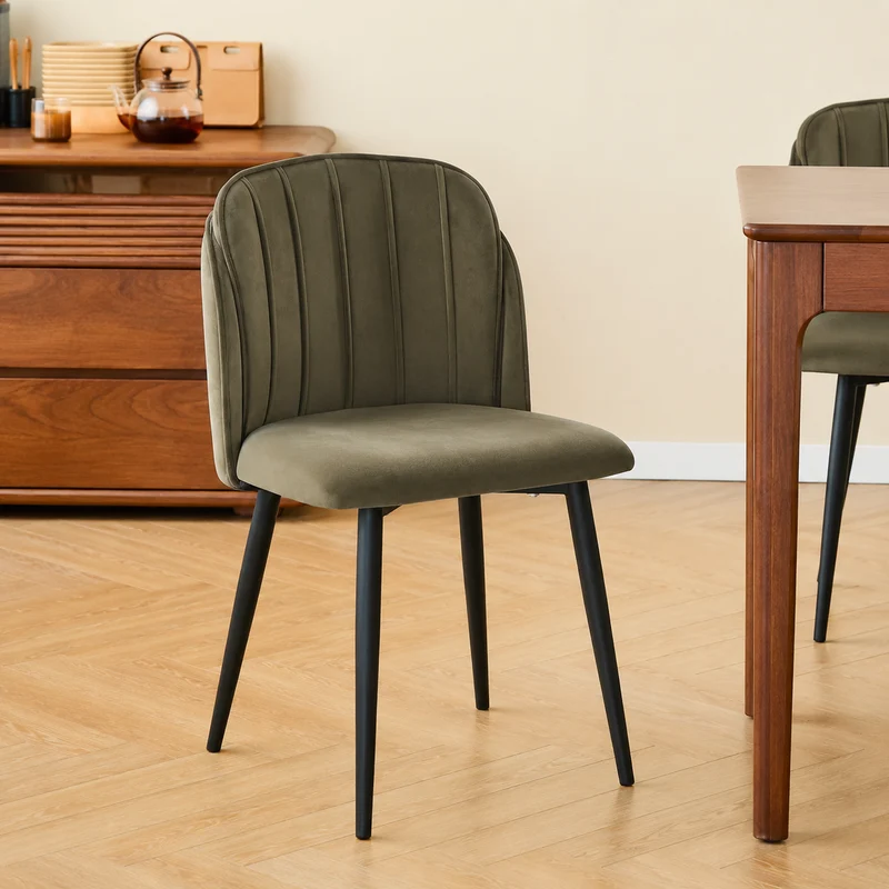 NORA - Lot de 2 chaises en métal et tissu vert kaki