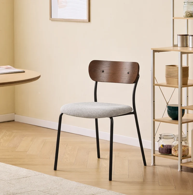 LINCOLN - Lot de 2 chaises industrielles en métal et tissu gris