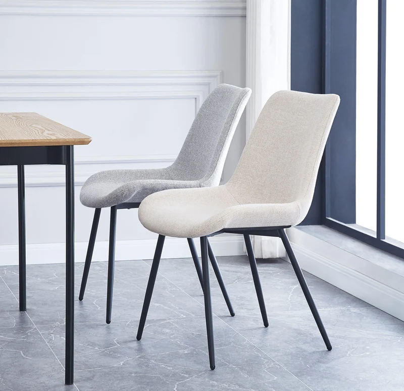 KOGE - Lot de 2 chaises en métal et tissu gris