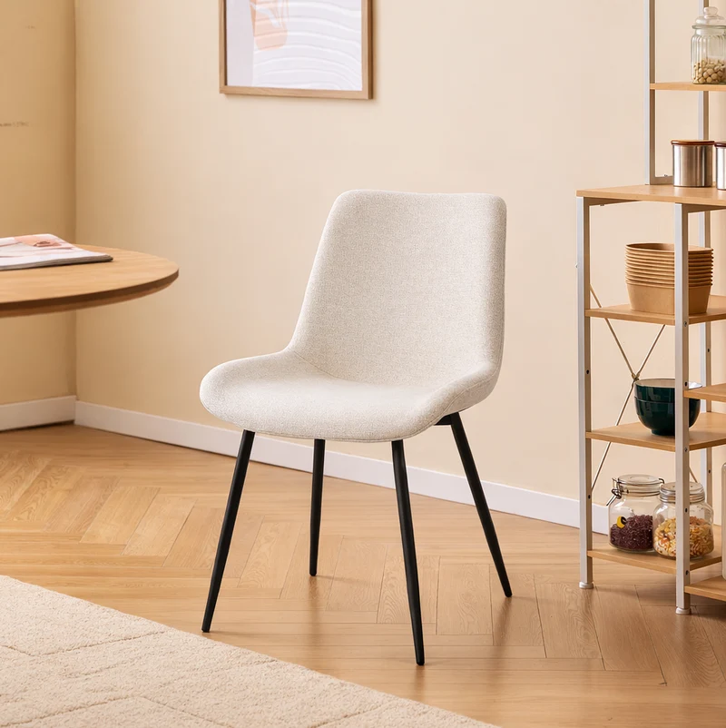 KOGE - Lot de 2 chaises en métal et tissu beige