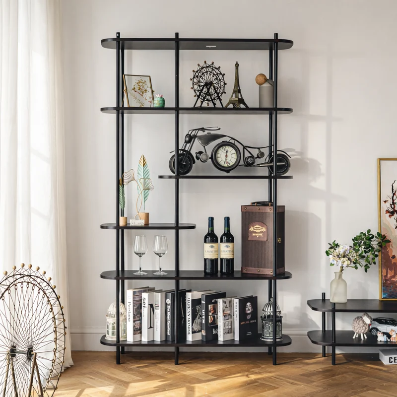 GOTEBORG - Etagère style moderne en métal et bois noir