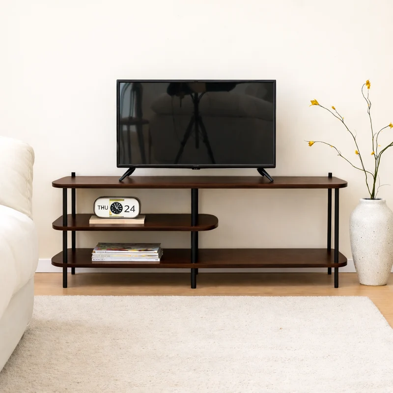 COLEMAN - Meuble TV style moderne en métal et bois marron