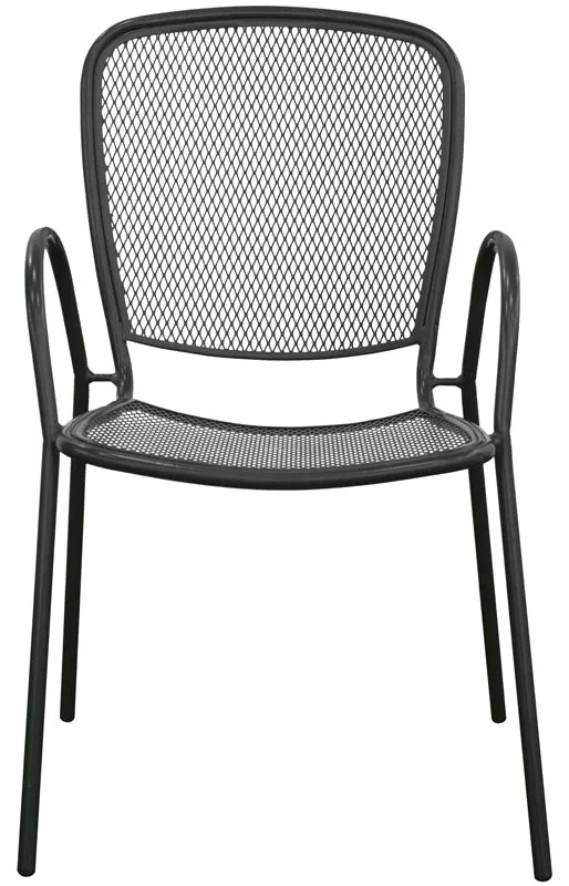 Set da 2 Sedia da esterno poltroncina in acciaio colore nero stile classico cm 45x44x90h