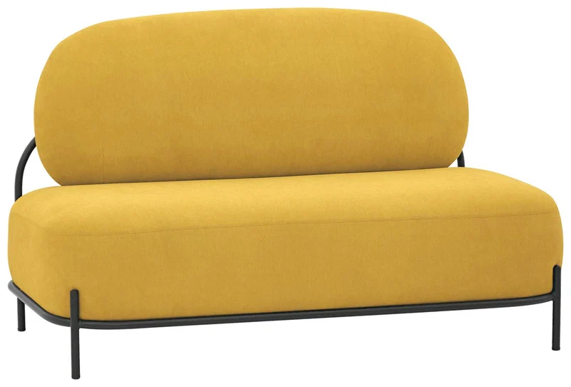 Divano design biposto imbottito rivestito in tessuto struttura in metallo cm 123x50x77h - vari colori