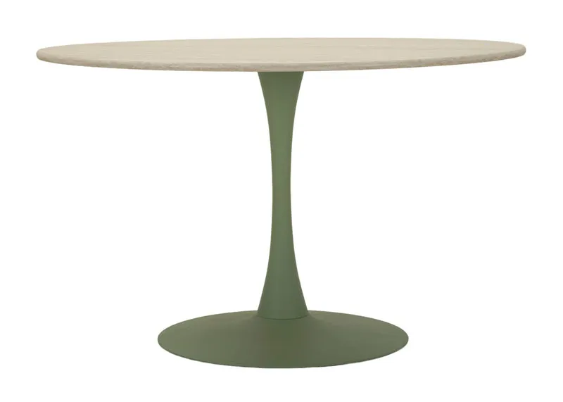 Tavolo da Pranzo Stoccolma Verde Ø120x76 cm in MDF e Ferro Verde e Crema