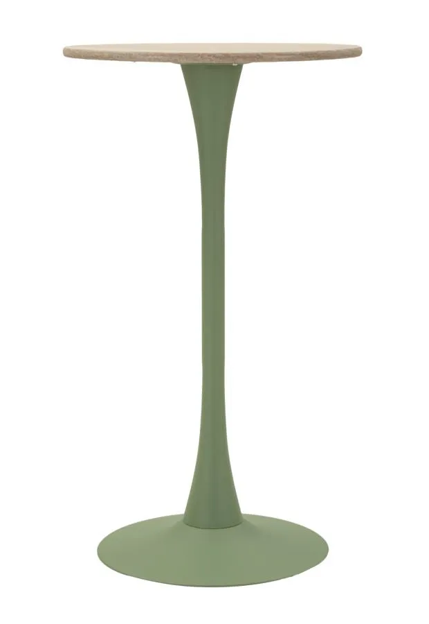 Tavolo Bar Alaska Verde Ø60x106 cm in MDF e Ferro Verde e Crema