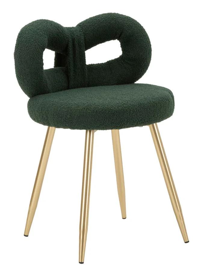 Sedia Mini Ilary Verde Ø40x67 cm in MDF e Spugna e Ferro e Poliestere Verde e Oro