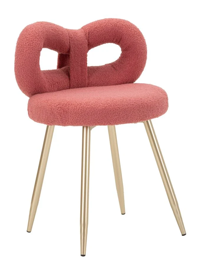 Sedia Mini Ilary Rosa Ø40x67 cm in MDF e Spugna e Ferro e Poliestere Rosa e Oro