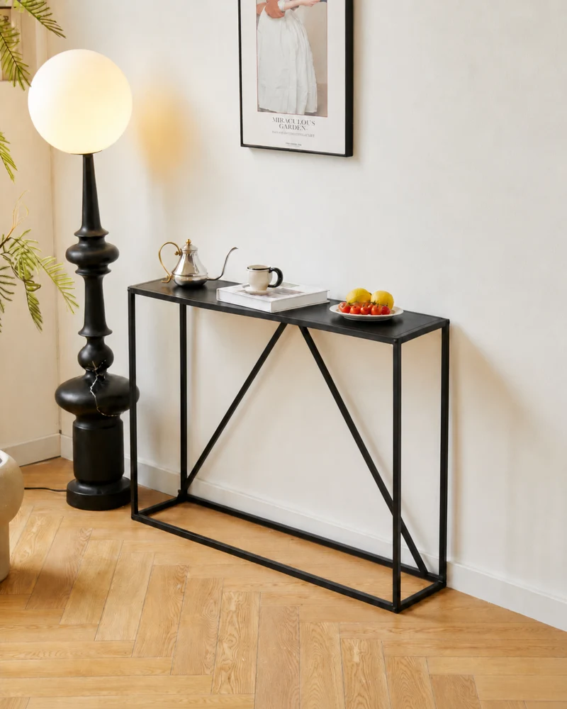 SOLNA - Console style industriel en métal noir