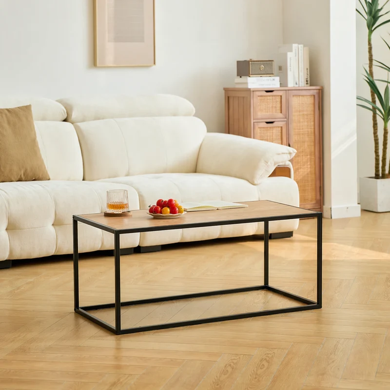 MONROE - Table basse industrielle en bois et métal noir