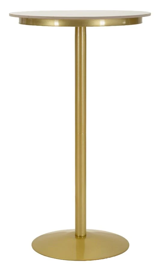 Tavolino Bar Simply Ø60x103 cm in Metallo e Marmo Artificiale Oro e Bianco