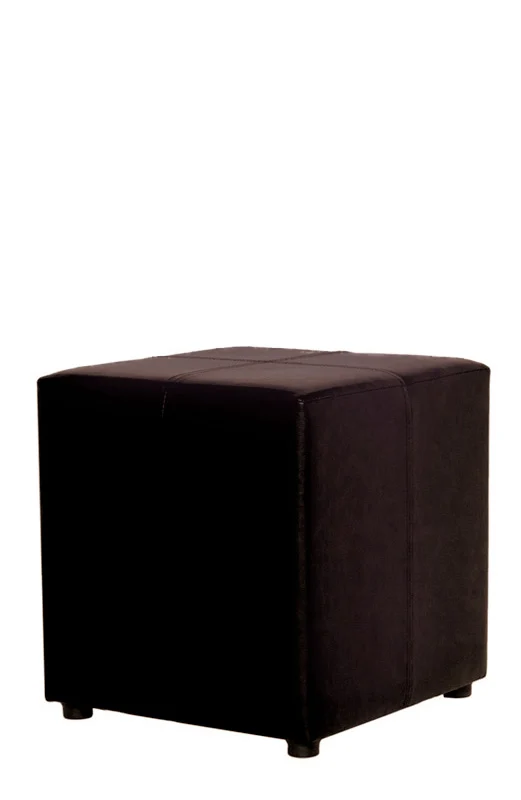 Pouf cubo moderno poggiapiedi rivestito in ecopelle colore marrone cm 40x40x40h