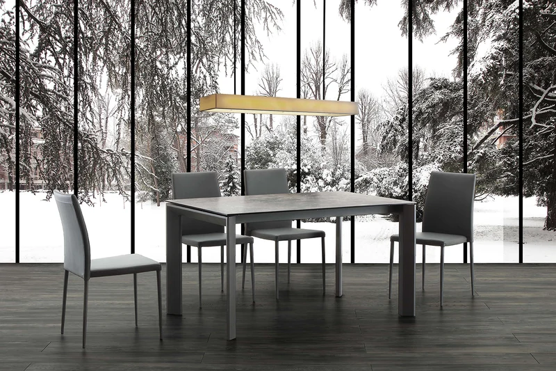 Ceramique - Tavolo da pranzo allungabile piano in vetro e ceramica cm 120/180x80x76h - vari colori