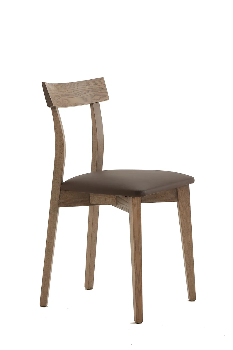 Vyolet - Set da 2 Sedia design classico in legno frassino massello e seduta in ecopelle cm 43x46x80h