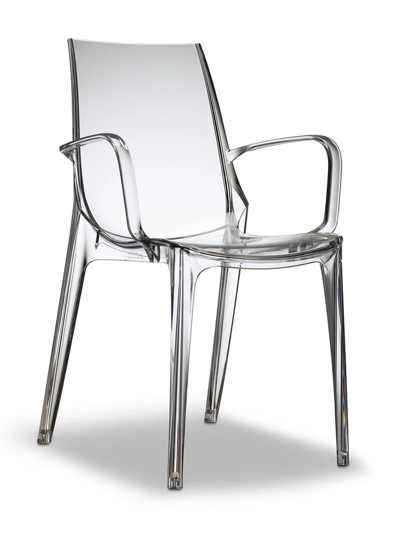 Valery - Set da 2 Sedia con braccioli in policarbonato trasparente cm 57x55x88h - vari colori