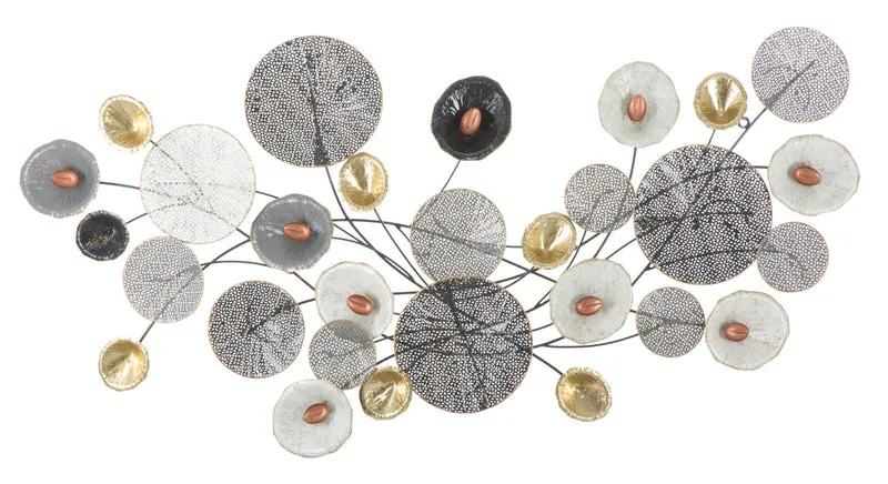 Pannello da parete contemporaneo in metallo con fiori in 3D cm 135x7x69h
