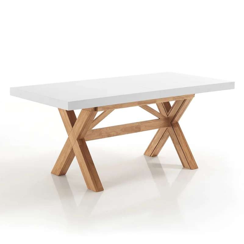 Tavolo allungabile in legno massello gambe incrociate cm 180/360x80x85h