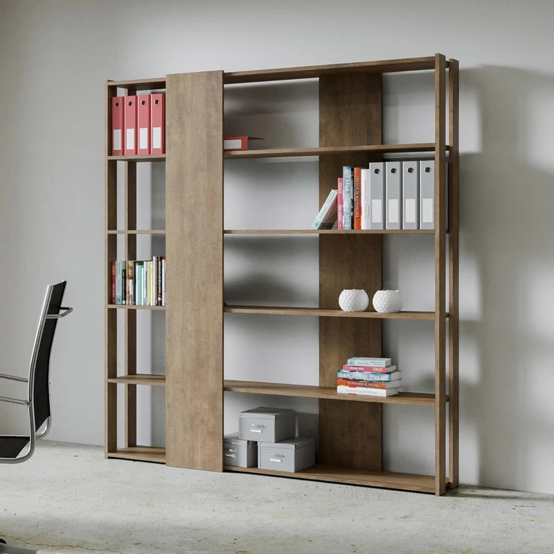 Davina - Libreria a parete in legno design moderno per salotto o ufficio cm 178x34x204h - vari colori