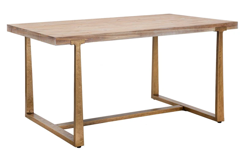 Tavolo Ankara 150x90x78 cm in MDF e Ferro Marrone e Oro