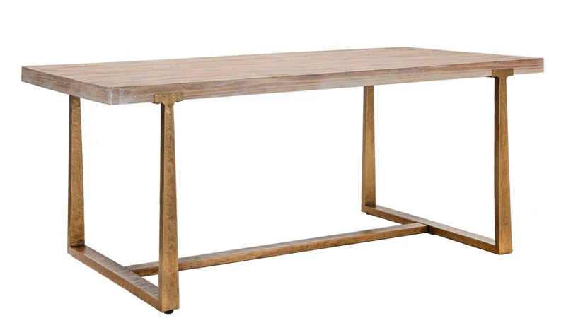 Tavolo Ankara 180x90x78 cm in MDF e Ferro Marrone e Oro