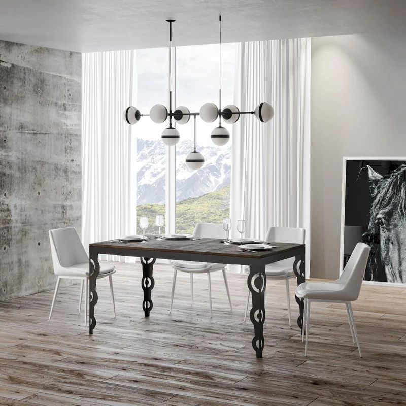 Vittorian Evolution - Tavolo design allungabile struttura antracite piano in legno - vari modelli