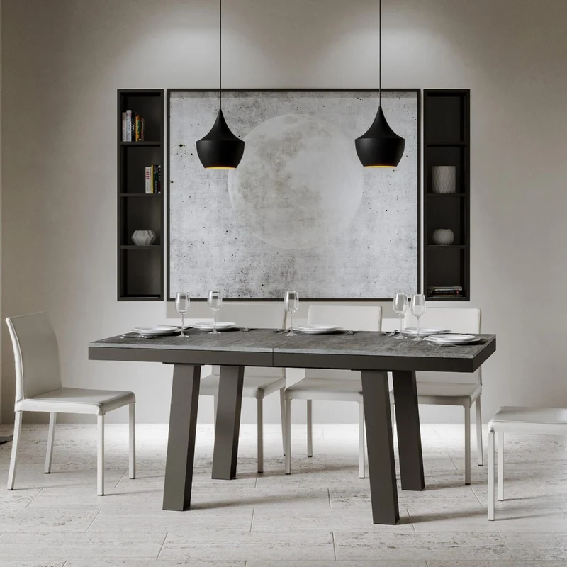 Raman Evolution - Tavolo allungabile industrial gambe in metallo piano in legno - Vari modelli
