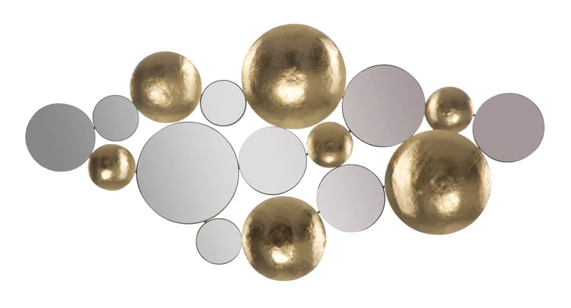 Pannello decorativo moderno in metallo oro e specchio cm 118x2x60h