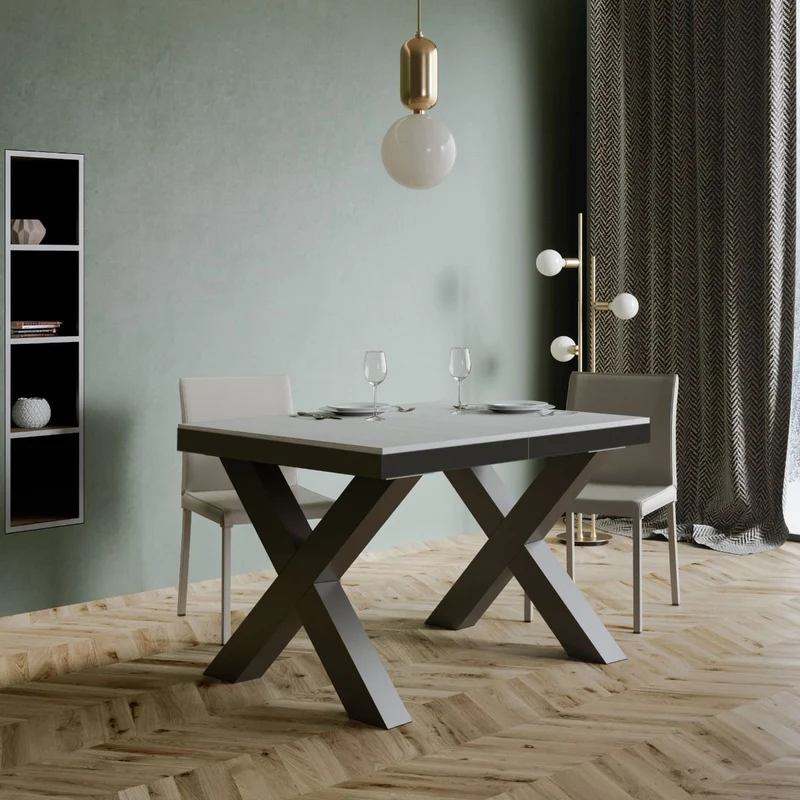 Garamond Evolution - Tavolo allungabile industrial gambe in metallo piano in legno - Vari modelli