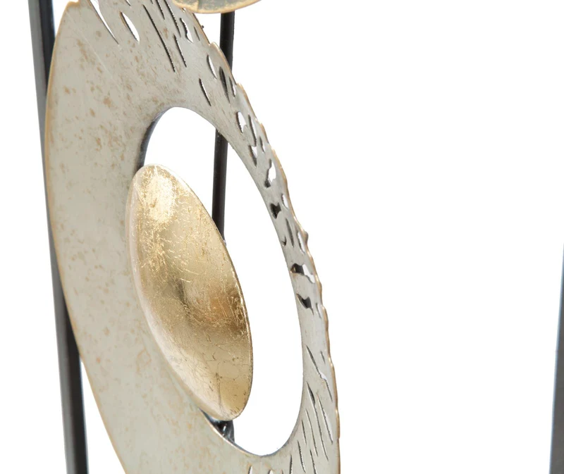 Pannello decorativo verticale in metallo con cerchi design contemporaneo cm 31x3x89h