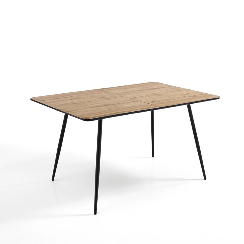 Tavolo allungabile da pranzo cucina in legno rovere crudo e metallo nero cm 120/160x80x76h