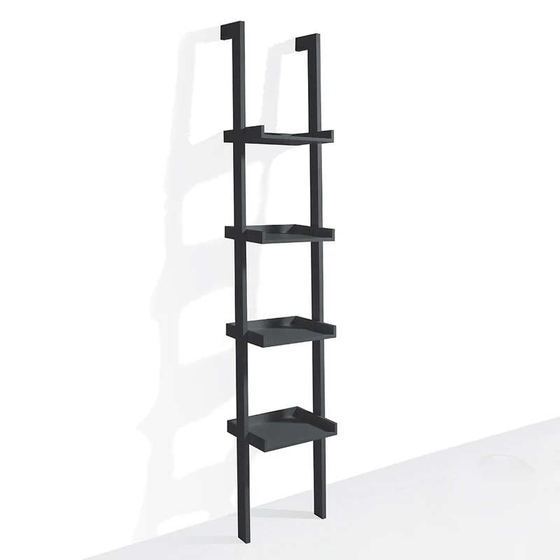 Libreria a parete in legno a scaletta 4 ripiani cm 36x34x180h - vari colori