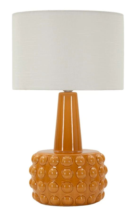 Lampada da Tavolo Gress Senape Ø30x51,5 cm in Ceramica e Ferro e Tessuto Senape e Bianco