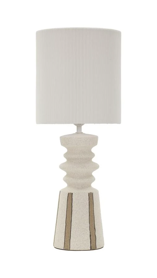 Lampada da Tavolo Tribal Ø22,5x57 cm in Ceramica e Ferro e Tessuto Multicolor