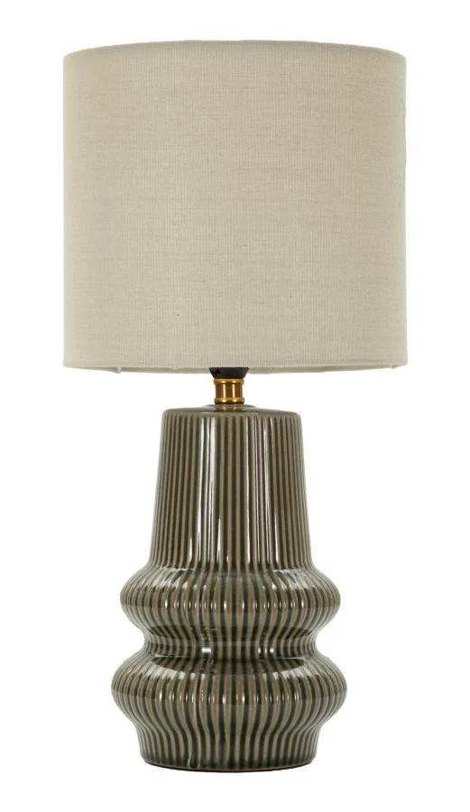 Lampada da Tavolo Harmony Ø20x41,5 cm in Ceramica e Ferro e Tessuto Verde
