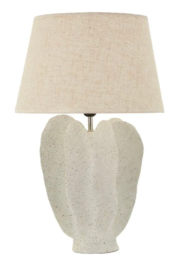 Lampada da Tavolo Resina Ester Ø40x63 cm in Resina e Ferro e Tessuto Bianco effetto lavato