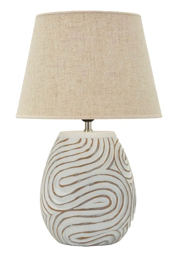 Lampada da Tavolo Resina Oblix Ø35x55 cm in Resina e Ferro e Tessuto Multicolor