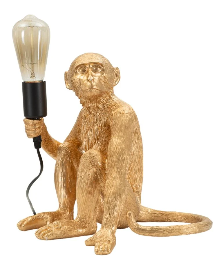 Lampada da Tavolo Monkey Seduta Oro 33x33x32 cm in Resina Oro