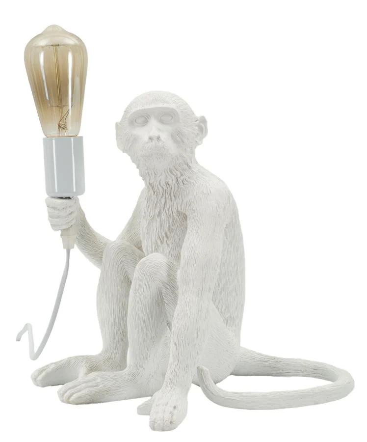Lampada da Tavolo Monkey Seduta Bianca 33x33x32 cm in Resina Bianco
