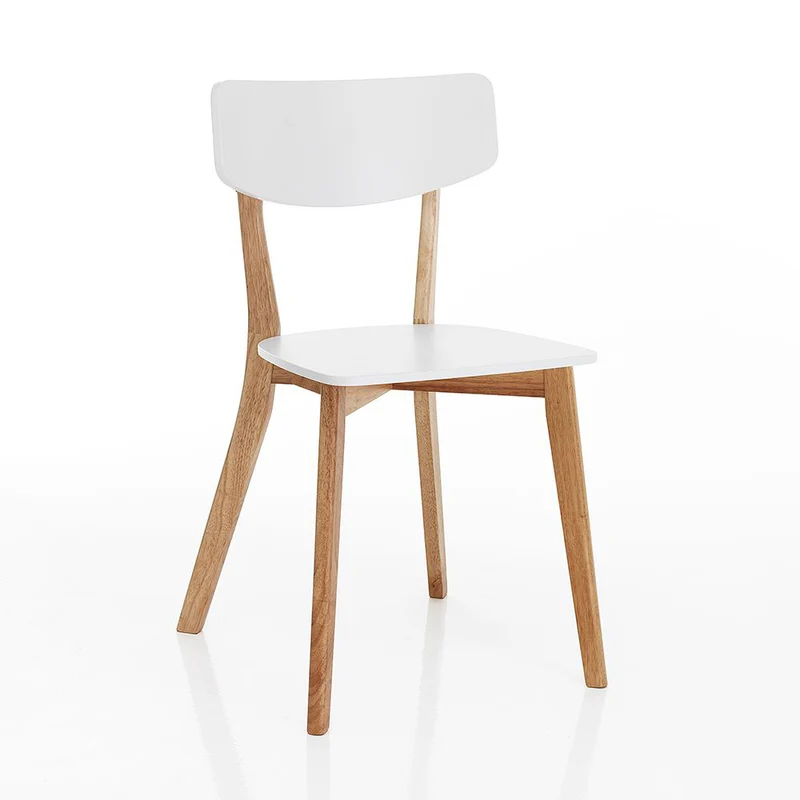 Set da 2 sedia living in legno massello bianco e rovere cm 40x43x79h