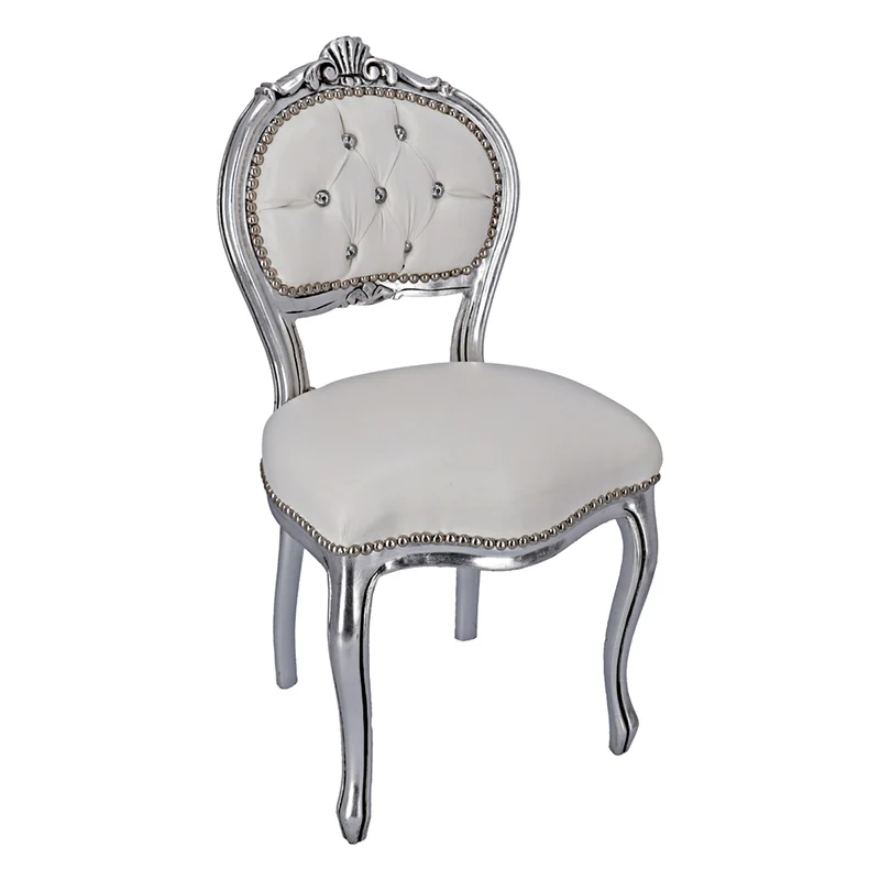 Poltroncina da salotto stile barocco legno ecopelle cm 44x48x85h - vari colori