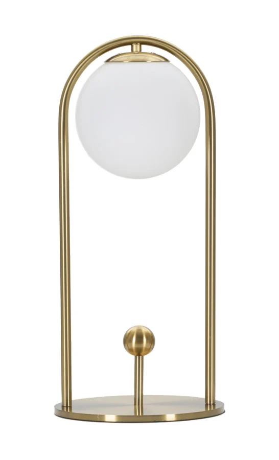 Lampada da Tavolo Glamy Arc Ø21x47 cm in Ferro e Vetro Oro e Bianco