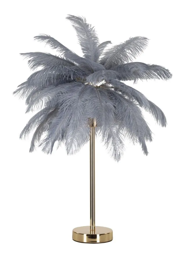 Lampada da Tavolo Palm Grigia Ø40x55 cm in Ferro e Plastica Oro e Grigio