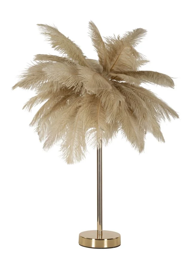 Lampada da Tavolo Palm Cammello Ø40x55 cm in Ferro e Plastica Oro e Cammello
