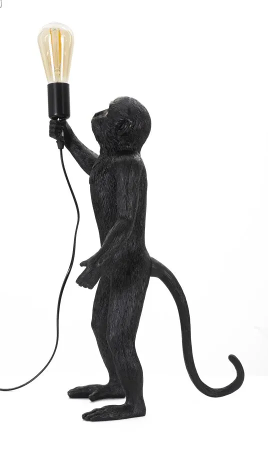 Lampada da Tavolo Monkey Nero 26x34x55 cm in Resina Nero