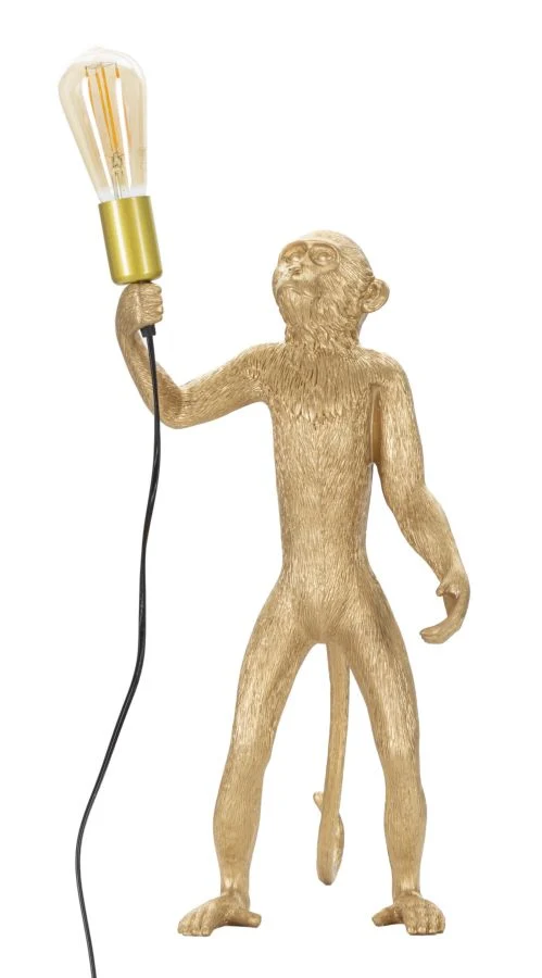 Lampada da Tavolo Monkey Oro 26x34x55 cm in Resina Oro
