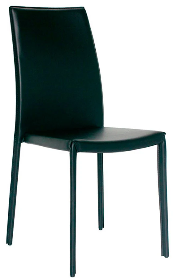 Set da 2 Sedia rivestita in ecopelle nero per cucina e soggiorno con schienale alto struttura in acciaio