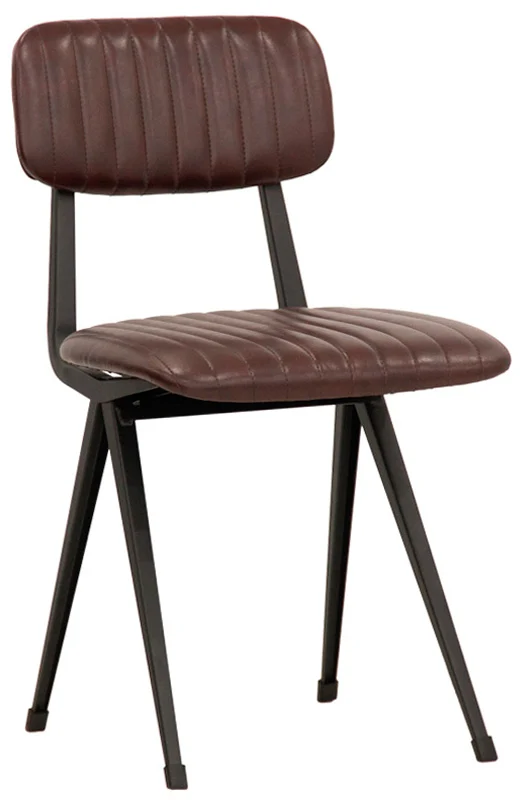 Set da 2 Sedia in metallo rivestita in ecopelle stile industrial vintage cm 44x40x80h