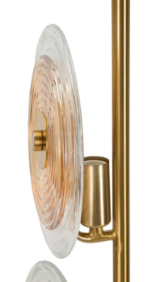 Lampada da Tavolo Venice Ø25x63 cm in Vetro e Ferro Oro e Naturale e Marrone